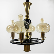 Классическая подвесная люстра с 5 янтарными плафонами | Line F | Арт. ZL1570/4 A 