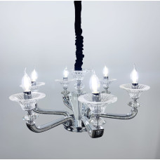 Класична підвісна люстра із екошкірою на корпусі Line.F S 609 BK