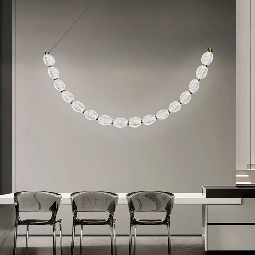 Дуговая Led люстра с 16 прозрачными рельефными шариками в корпусе 120 см | Line F | Арт. MJ344-1200L AB+CL 