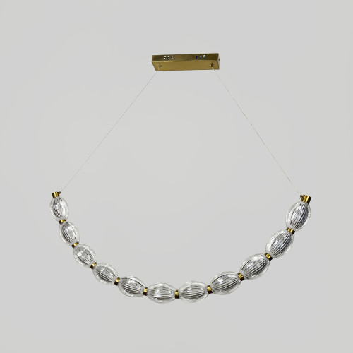 Дуговая Led люстра с 11 прозрачными рельефными шариками в корпусе 90 см | Line F | Арт. MJ344-900L AB+CL 