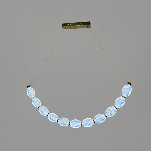 Дуговая Led люстра с 11 прозрачными рельефными шариками в корпусе 90 см | Line F | Арт. MJ344-900L AB+CL 