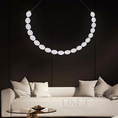Дуговая Led люстра с 20 прозрачными рельефными шариками в корпусе 140 см | Line F | Арт. MJ344-1400L AB+CL 