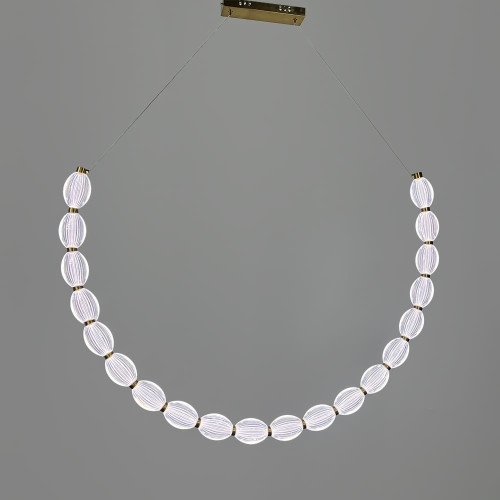 Дуговая Led люстра с 20 прозрачными рельефными шариками в корпусе 140 см | Line F | Арт. MJ344-1400L AB+CL 