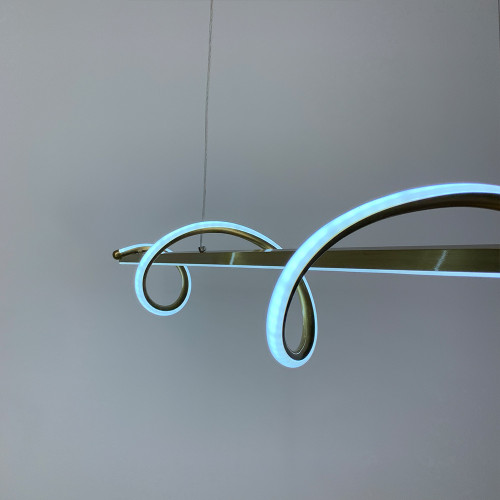 Закрученная LED люстра в латунном корпусе в 2-х размерах | Line F | Арт. H22L AB 