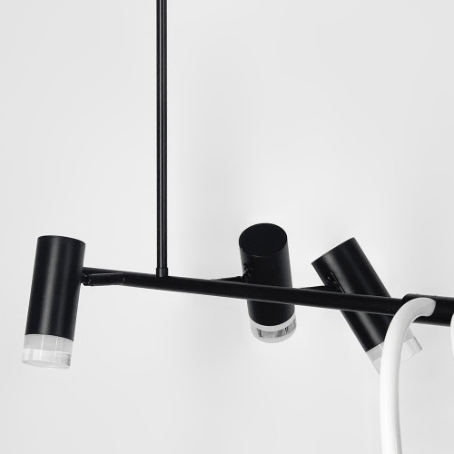 Стильная удлиненная LED люстра с тремя спотами длиной 150 см | Line F | Арт. MBJ7-1500-3 BK 