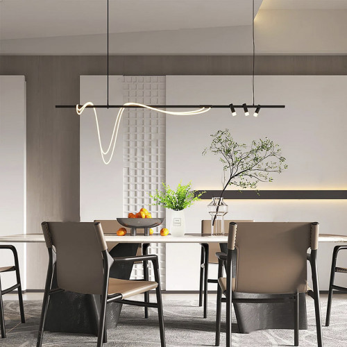 Стильная удлиненная LED люстра с тремя спотами длиной 150 см | Line F | Арт. MBJ7-1500-3 BK 