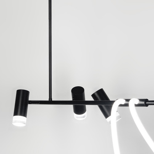 Стильная удлиненная LED люстра с тремя спотами длиной 150 см | Line F | Арт. MBJ7-1500-3 BK 