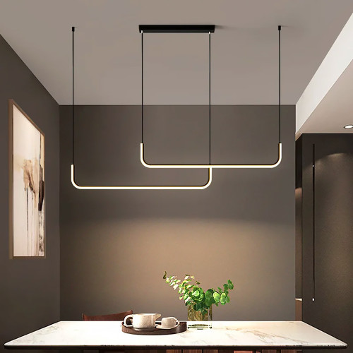 Черная линейная LED люстра с 2-я линиями 90 см (2 по 65 см) | Line F | Арт. H28L-2-900 BK 