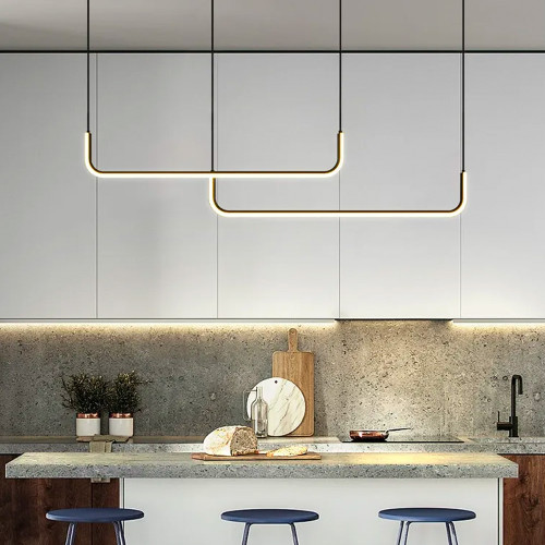 Черная линейная LED люстра с 2-я линиями 90 см (2 по 65 см) | Line F | Арт. H28L-2-900 BK 
