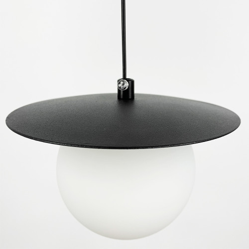 Удлиненная черная LED люстра с 2 светодиодными кругами и 2 плафона | Line F | Арт. MJ115 BK 