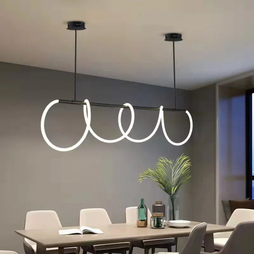 Черная удлиненная люстра ELISION с гибкой LED лентой 150 см | Line F | Арт. JU22L-1500 BK 