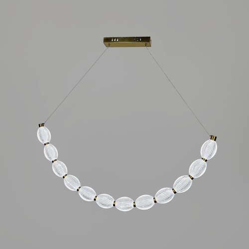 Дуговая Led люстра с 12 прозрачными рельефными шариками в корпусе 100 см | Line F | Арт. MJ344-1000L AB+CL 