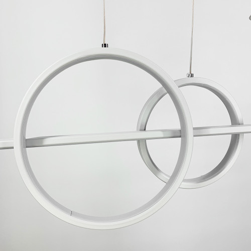 Удлиненная белая LED люстра с 2 конусными плафонами | Line F | Арт. MJ114 WT 