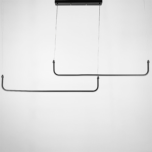 Черная линейная LED люстра с 2-я линиями 110 см (2 по 75 см) | Line F | Арт. H28L-2-1200 BK 