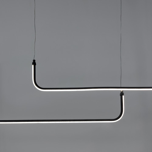 Черная линейная LED люстра с 2-я линиями 110 см (2 по 75 см) | Line F | Арт. H28L-2-1200 BK 