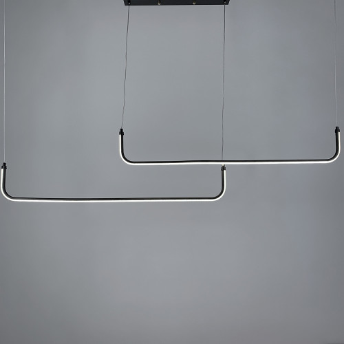 Черная линейная LED люстра с 2-я линиями 110 см (2 по 75 см) | Line F | Арт. H28L-2-1200 BK 