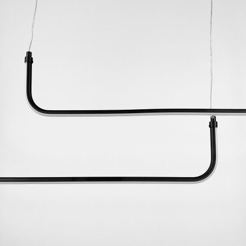 Черная линейная LED люстра с 2-я линиями 110 см (2 по 75 см) | Line F | Арт. H28L-2-1200 BK 