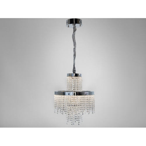 Хрустальная люстра LED 376 золотая с двумя уровнями подвесок (арт. 376-400CH)