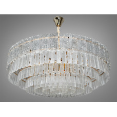 Велична люстра підвіс зі скляними пелюстками на 18 ламп, колір золото