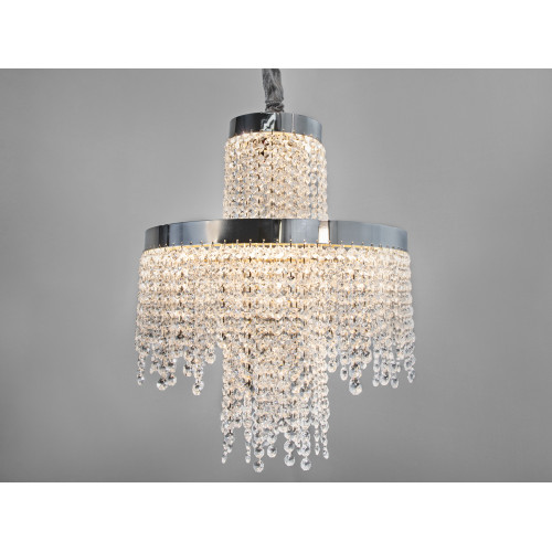 Хрустальная люстра LED 376 золотая с двумя уровнями подвесок (арт. 376-400GD)