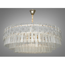 Велична люстра підвіс зі скляними пелюстками на 18 ламп, колір золото