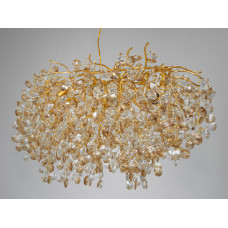 Багата кришталева люстра на тросах витягнутої форми, 12 ламп, золото