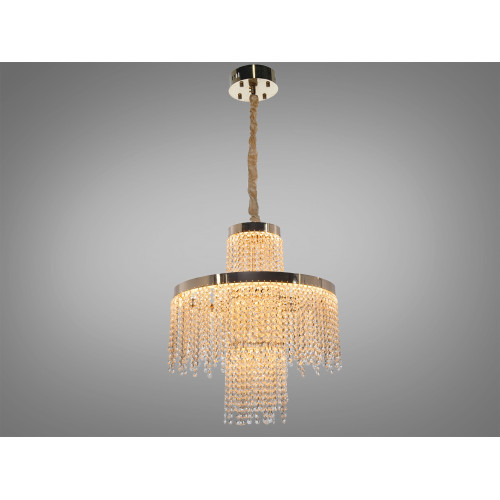 Хрустальная люстра LED 376 золотая с двумя уровнями подвесок (арт. 376-500GD)