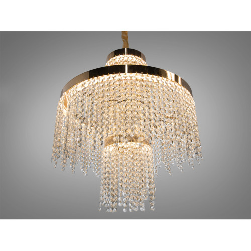 Хрустальная люстра LED 376 золотая с двумя уровнями подвесок (арт. 376-500GD)