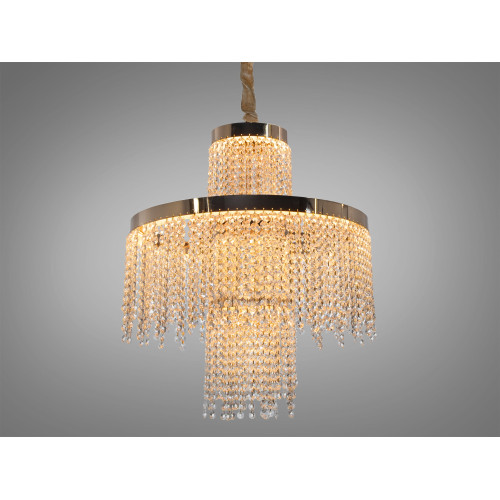 Хрустальная люстра LED 376 золотая с двумя уровнями подвесок (арт. 376-500CH)