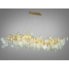 Аристократична кришталева люстра видовженої форми на 15 ламп, золото