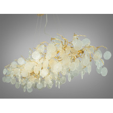 Аристократична кришталева люстра видовженої форми на 15 ламп, золото