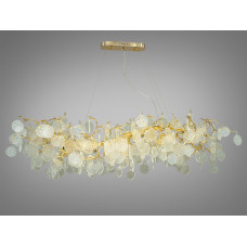 Аристократична кришталева люстра видовженої форми на 15 ламп, золото