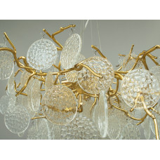 Аристократична кришталева люстра видовженої форми на 15 ламп, золото