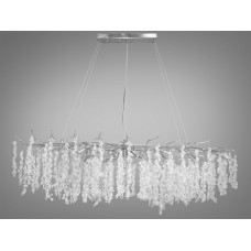 Алюмінієва кришталева люстра "Гліцинія" витягнутої форми,15 ламп, хром