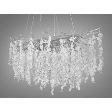 Алюмінієва кришталева люстра "Гліцинія" витягнутої форми,15 ламп, хром
