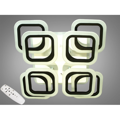 Потолочная LED люстра с димером и цветной подсветкой 110W (арт. HAS8060/4+4BK 3col dim)