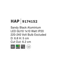 Вбудований світильник NOVA LUCE HAP 9174152