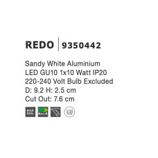 Вбудований світильник NOVA LUCE REDO 9350442