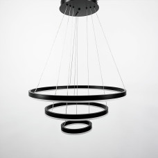 LED люстра на три кольца в черном каркасе 60+40+20 см | Line F | Арт. G68-600+400+200 BK 