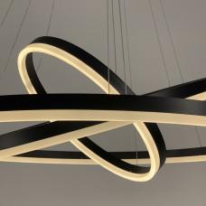 LED люстра на три кольца в черном каркасе 60+40+20 см | Line F | Арт. G68-600+400+200 BK 