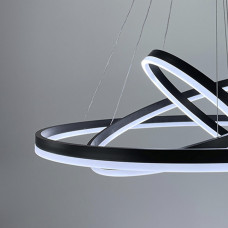 LED люстра на три кольца в черном каркасе 60+40+20 см | Line F | Арт. G68-600+400+200 BK 