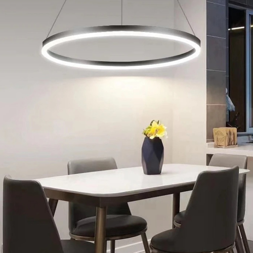 Современная LED люстра в черном каркасе Ø 60 см | Line F | Арт. M2702-600 BK 