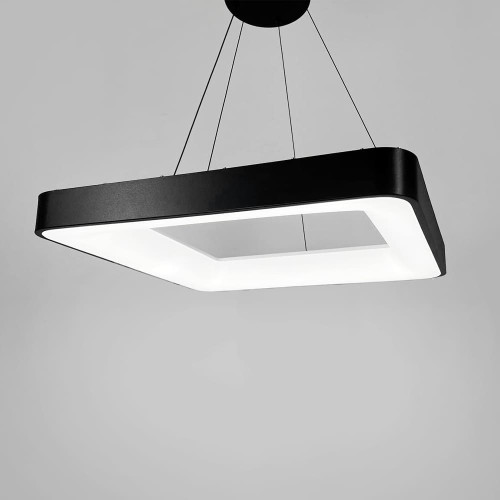 LED люстра подвесная в черном квадратном корпусе 58х58х6,5 см | Line F | Арт. MJ312-600 BK 