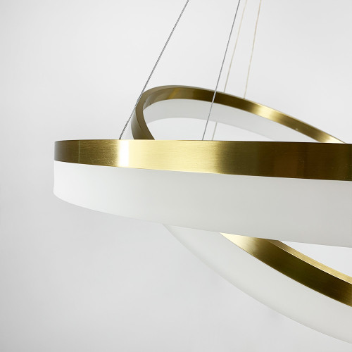 Современная подвесная LED люстра на 2 кольца в латунном каркасе. | Line F | Арт. M2702-800+600 AB 