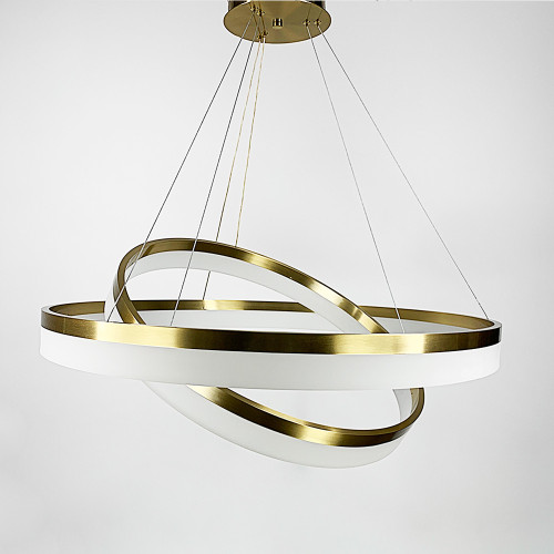 Современная подвесная LED люстра на 2 кольца в латунном каркасе. | Line F | Арт. M2702-800+600 AB 