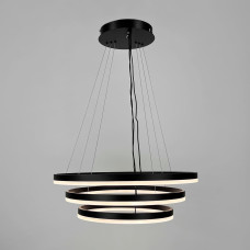 LED люстра на три кольца в черном каркасе 60+50+40 см | Line F | Арт. G68-600+500+400 BK 