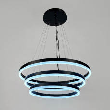 LED люстра на три кольца в черном каркасе 60+50+40 см | Line F | Арт. G68-600+500+400 BK 