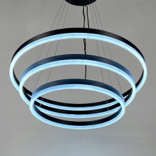 LED люстра на три кольца в черном каркасе 60+50+40 см | Line F | Арт. G68-600+500+400 BK 