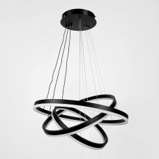 LED люстра на три кольца в черном каркасе 60+50+40 см | Line F | Арт. G68-600+500+400 BK 