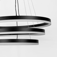 LED люстра на три кольца в черном каркасе 60+50+40 см | Line F | Арт. G68-600+500+400 BK 